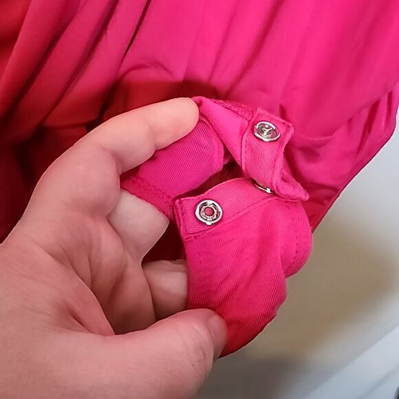 5X 28W Torrid Pink Knit Bodysuit Surplice V Neck Long Sleeve Snap Close Offfice - Picture 6 of 12